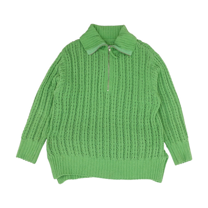 Green Solid 1/4 Zip Pullover