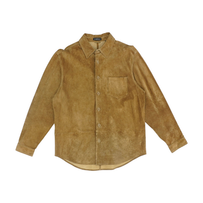 Tan Solid Leather Jacket