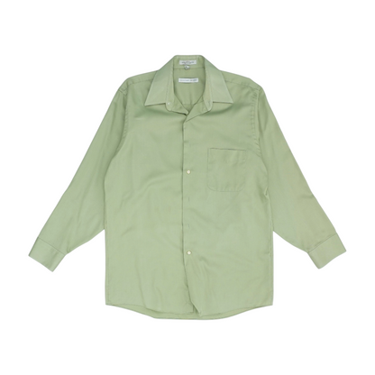 Green Solid Long Sleeve Button Down