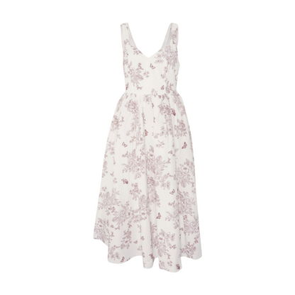 White Floral Midi Dress