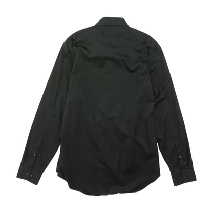 Black Solid Long Sleeve Button Down