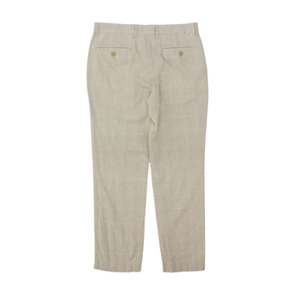 Beige Plaid Straight Pants