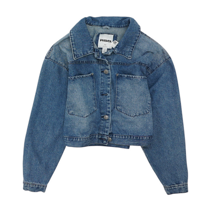 Blue Solid Denim Jacket
