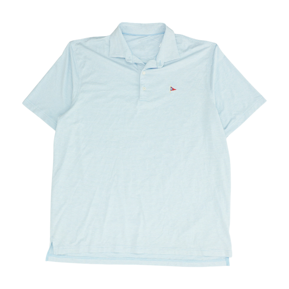 Blue Striped Short Sleeve Polo