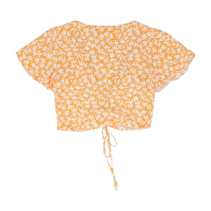 Orange Graphic Short Sleeve Blouse