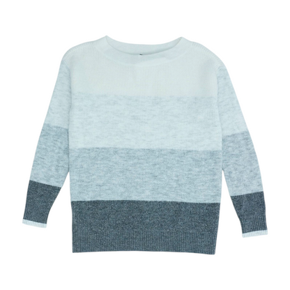 Gray Petite Color Block Pullover Sweater