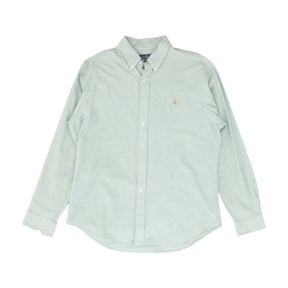 Green Solid Long Sleeve Button Down