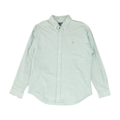 Green Solid Long Sleeve Button Down