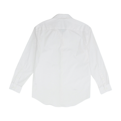 White Abstract Long Sleeve Button Down