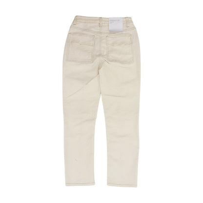 Beige High Rise Cropped Straight Leg Jeans