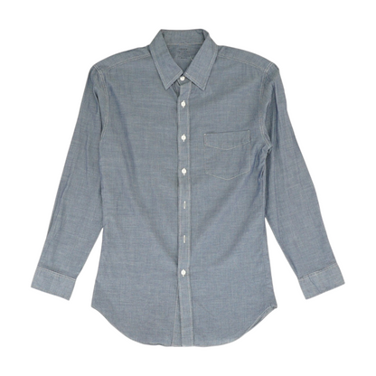 Blue Solid Long Sleeve Button Down
