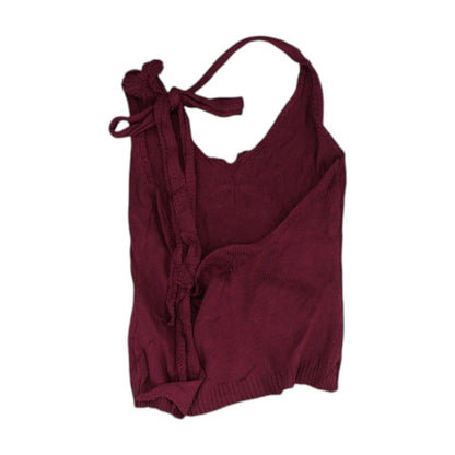 Burgundy Cropped Knit Top