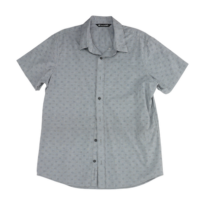 Gray Print Short Sleeve Button Down