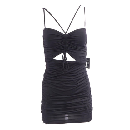Black Solid Midi Dress