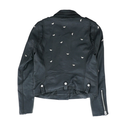 Black Solid Leather Jacket