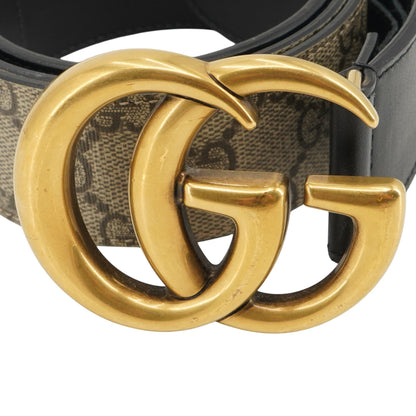 Beige & Ebony GG Marmont Wide Belt in GG Supreme Canvas & Leather
