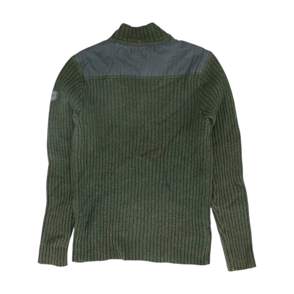 Green Color Block 1/4 Zip Sweater