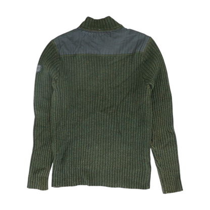 Green Color Block 1/4 Zip Sweater