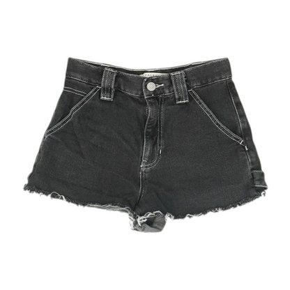 Gray Solid Denim Shorts