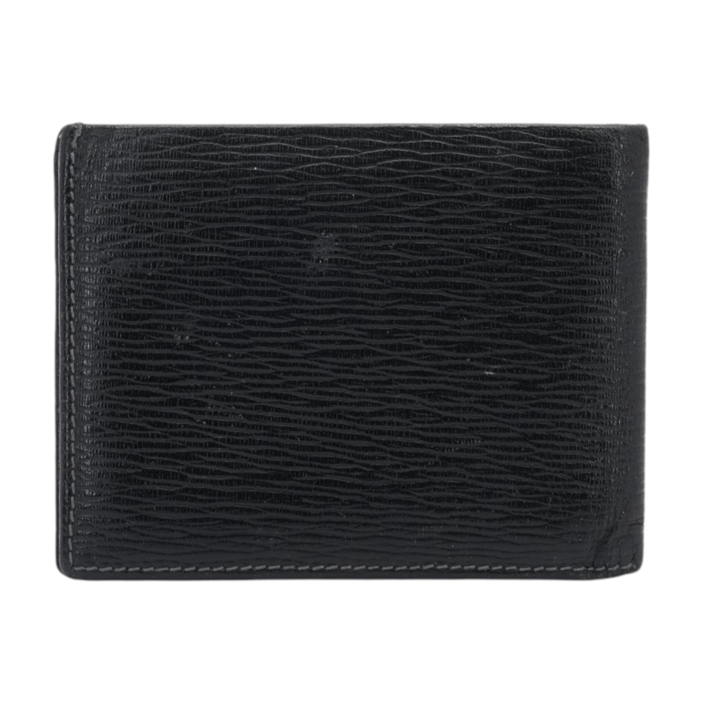 Textured Leather Bifold Wallet with Metallic Logo Plate