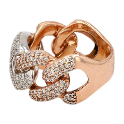 2.41 ct 14K Two Tone Gold Bold Link Design With Melee Diamonds Band
