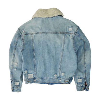 Blue Solid Denim Jacket