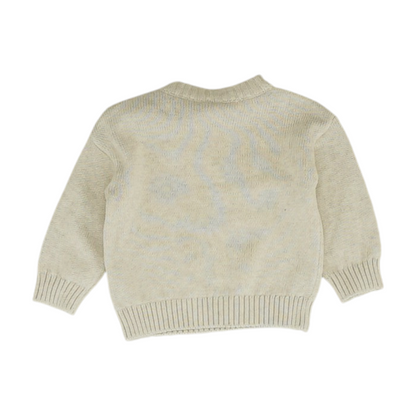 Beige Graphic Pullover Sweater