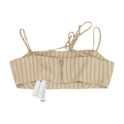 Beige Striped Cropped Blouse