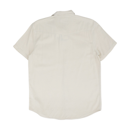 Cream Solid Short Sleeve Button Down