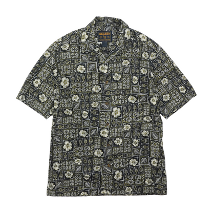 Navy Print Short Sleeve Button Down