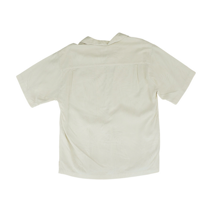Beige Solid Short Sleeve Button Down