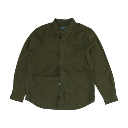 Green Solid Long Sleeve Button Down