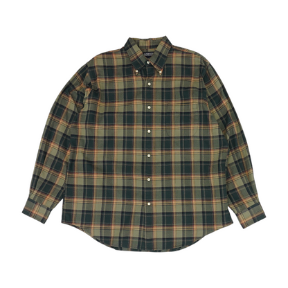 Green Plaid Long Sleeve Button Down