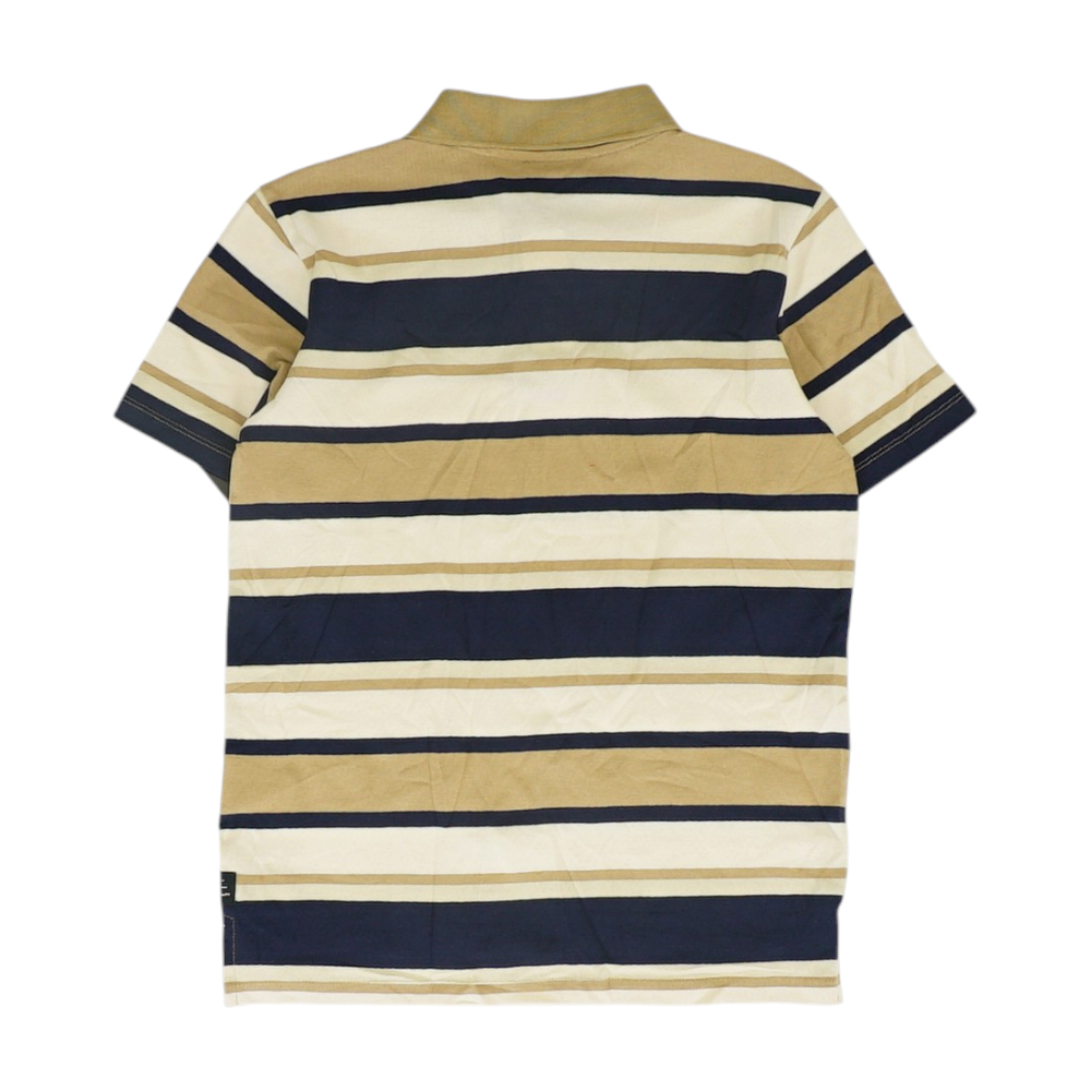 Tan Striped Short Sleeve Polo