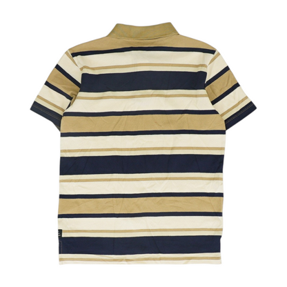 Tan Striped Short Sleeve Polo