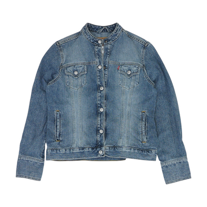 Blue Solid Denim Jacket