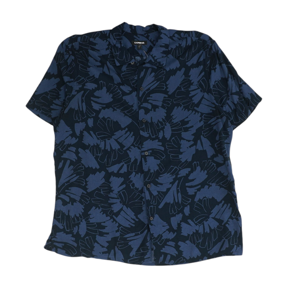 Navy Abstract Short Sleeve Button Down