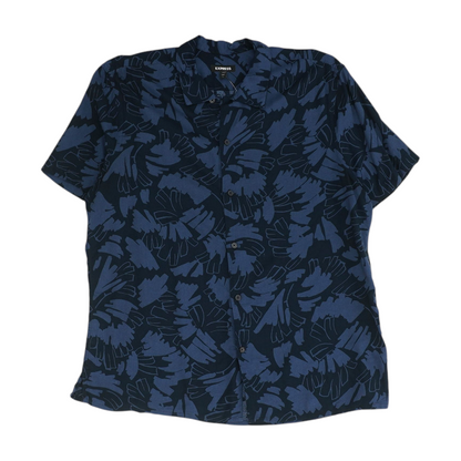 Navy Abstract Short Sleeve Button Down