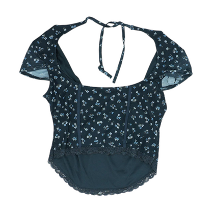 Black Floral Cropped Blouse
