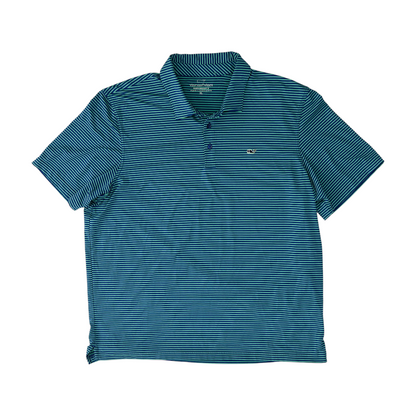 Green Striped Short Sleeve Polo