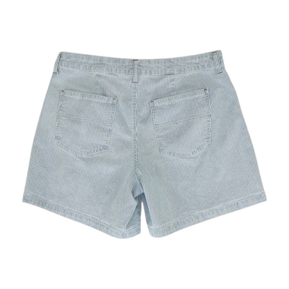 Blue Striped Denim Shorts