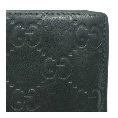 GG Emblem Bi-Fold Wallet in Black Leather