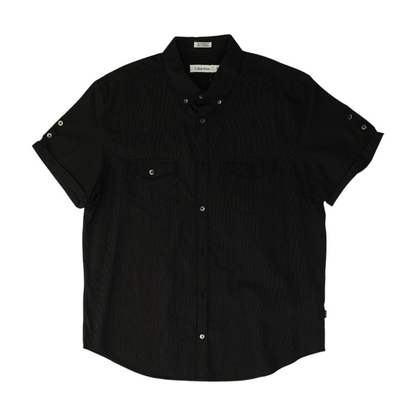 Black Striped Short Sleeve Button Down