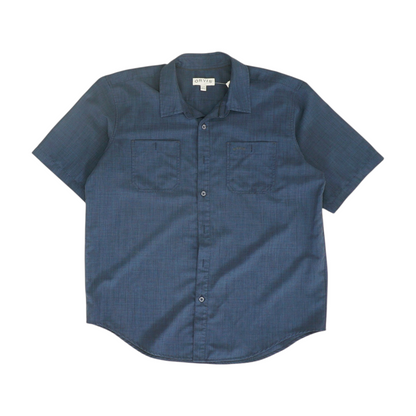 Navy Solid Short Sleeve Button Down