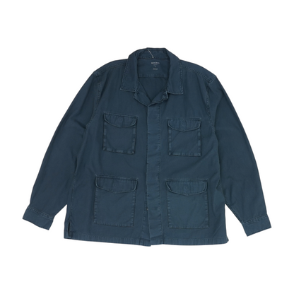 Blue Solid Flannel Button Down