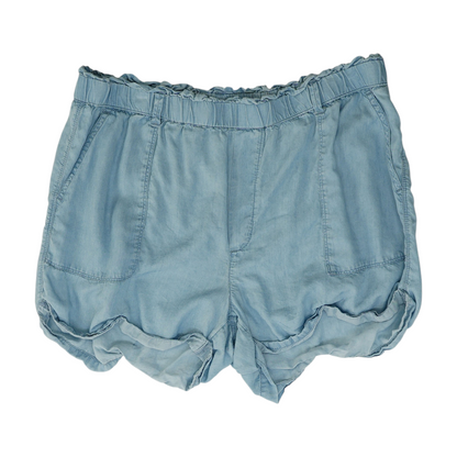 Blue Solid Knit Shorts