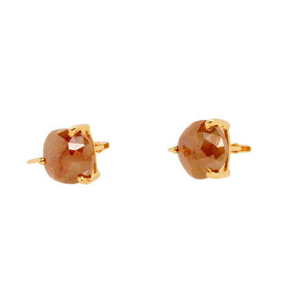 14K Gold Cushion Rose Cut Rustic Diamond Drop Earrings