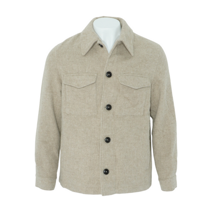 Beige Solid Wool Jacket