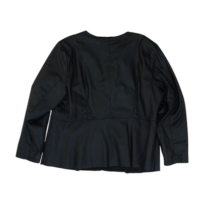 Black Plus Faux Leather Coat