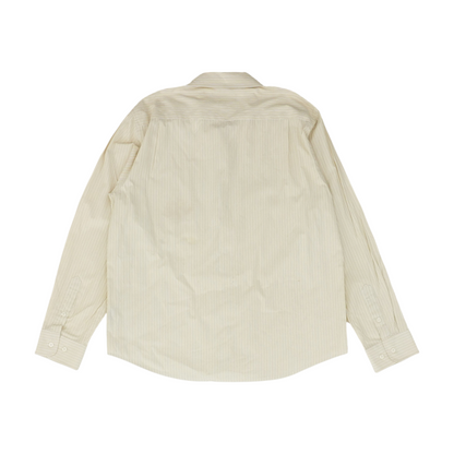 Beige Striped Long Sleeve Button Down